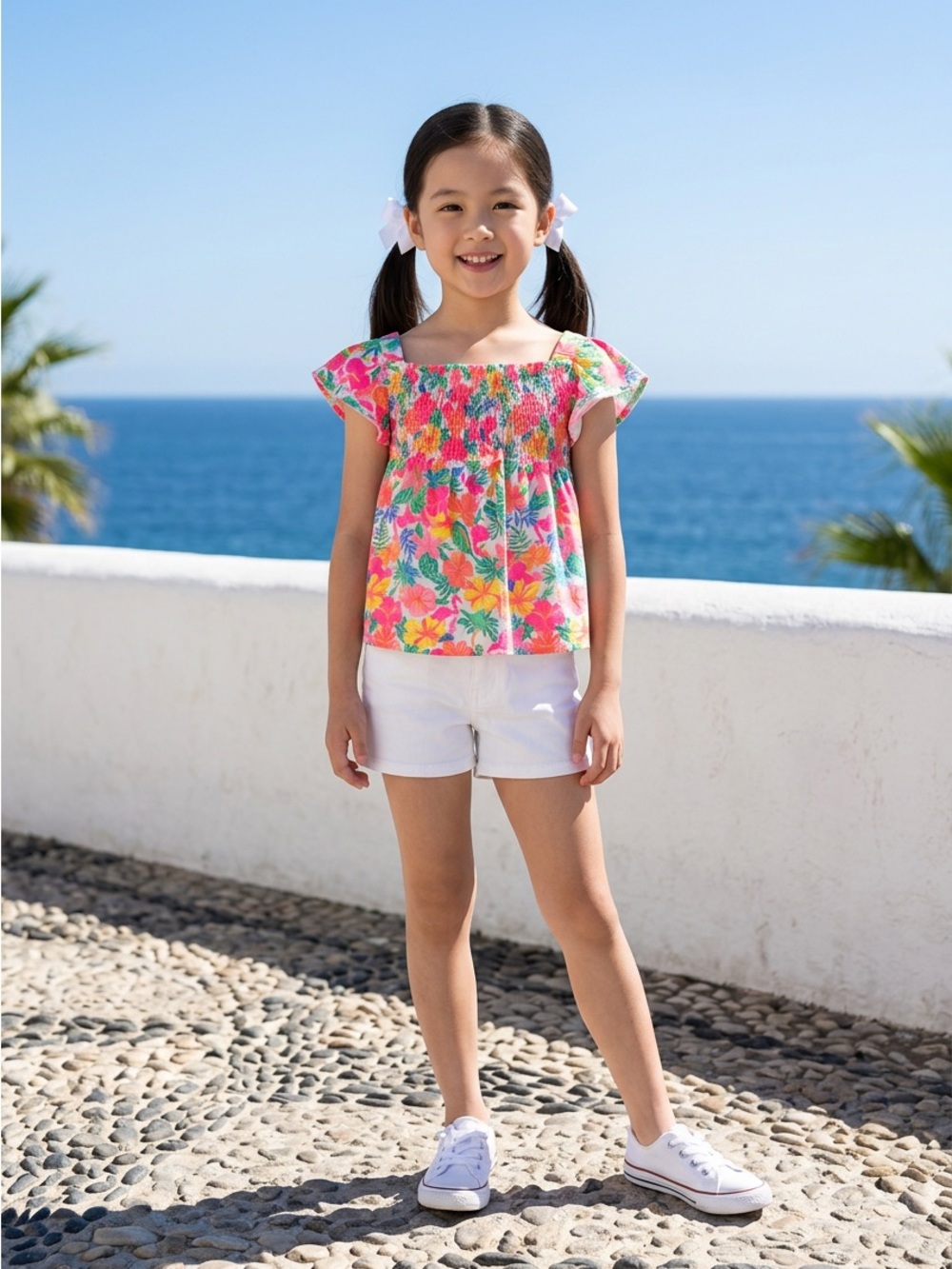 Tommy Bahama Pink Floral Smocked Off-Shoulder Camisole